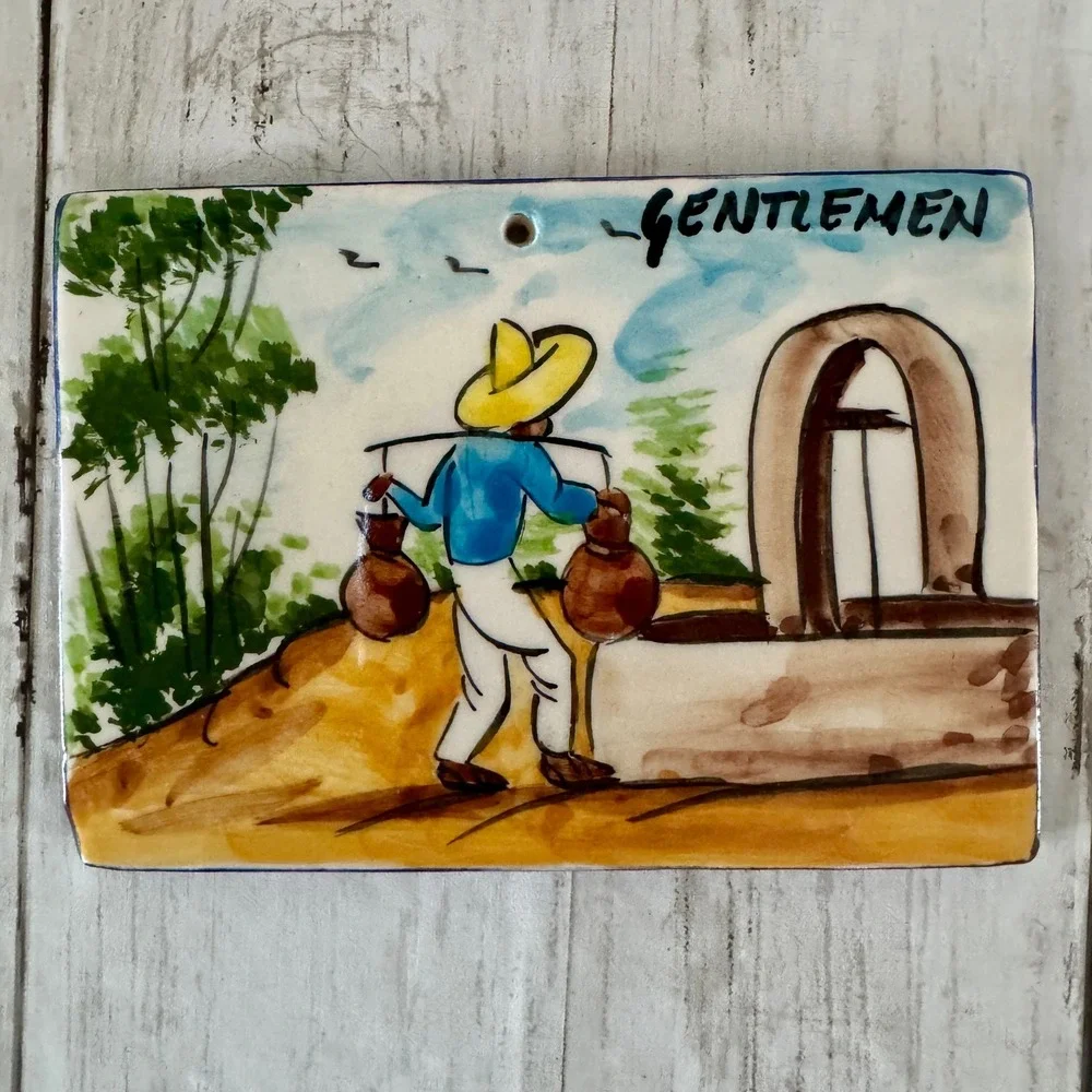 Ceramic Bathroom Signs Ladies and Gentlemen Mexican Folk Art Talavera Style